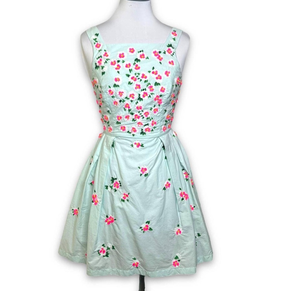ISO French Connection Ditsy Dorothy Dress Mint Green Pink Floral
